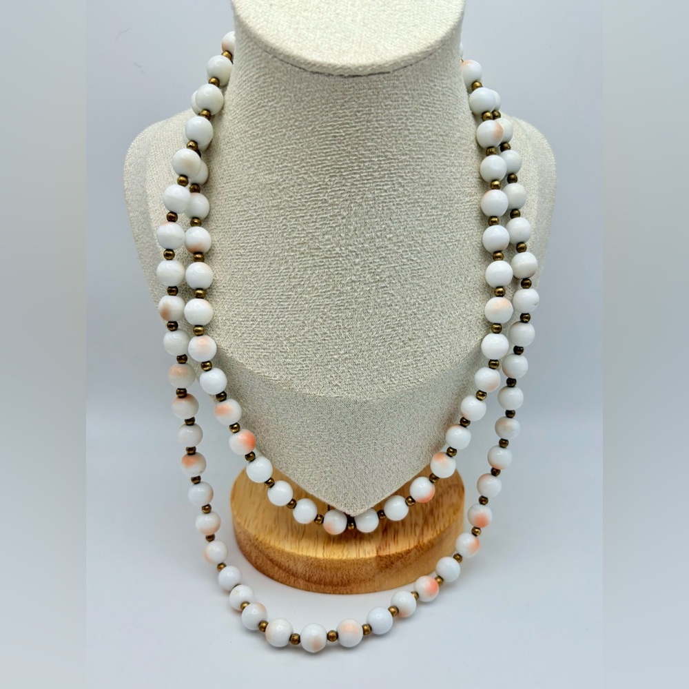 Vintage Glass Faux Angel Skin Coral Necklace